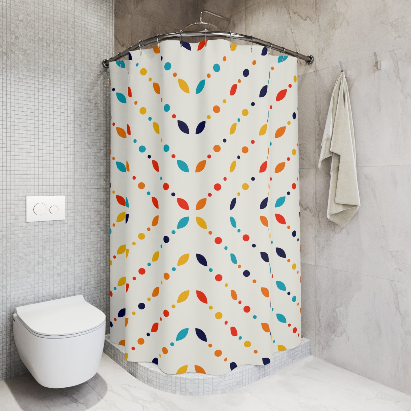 Retro Mid Century Modern Minimalist Multicolor Shower Curtain