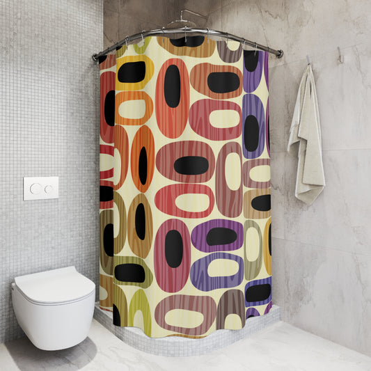 Retro Mid Century Colorful Ovals Shower Curtain