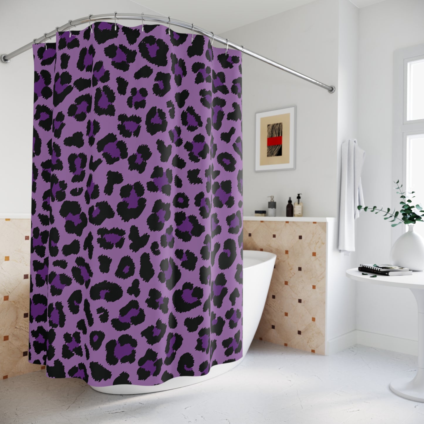 Purple Leopard Spots Cheetah Animal Print Shower Curtain