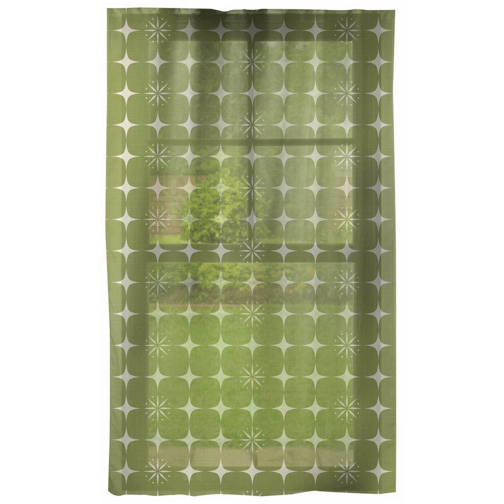 Retro MCM Atomic Bursts & Squares Green Curtains | lovevisionkarma.com