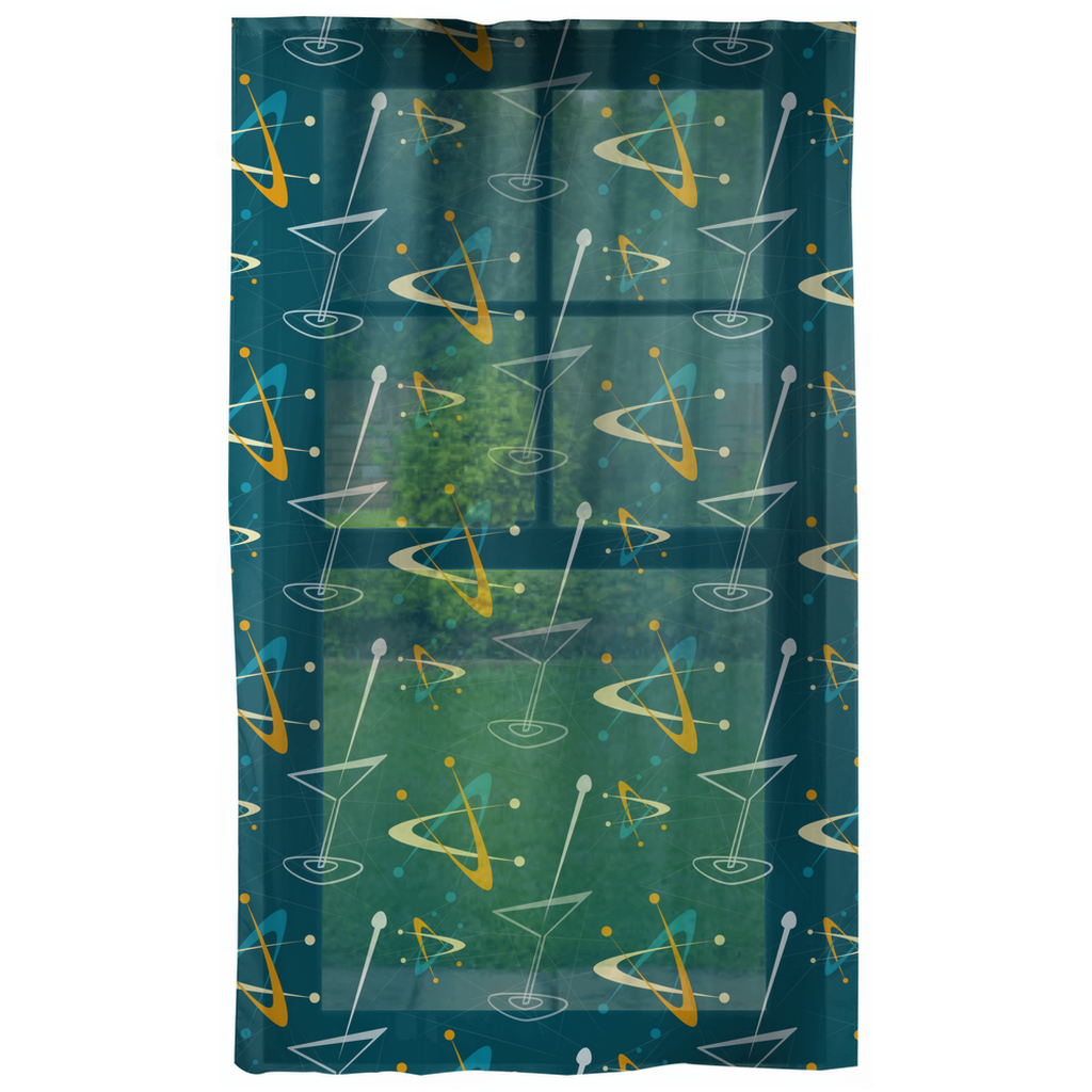 Mid Century Atomic Boomerangs & Martinis Dark Blue Curtain Panels | lovevisionkarma.com