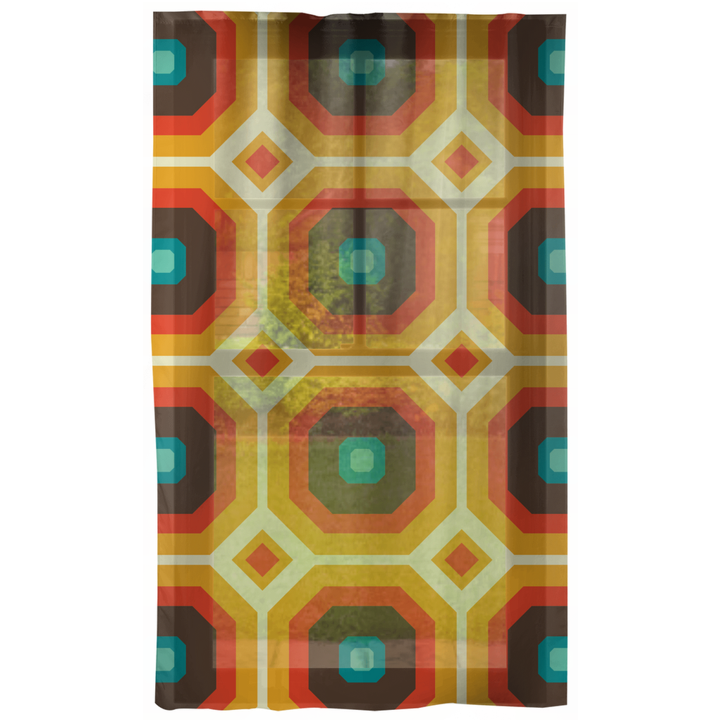 Retro 70s Mid Century Geo Brown & Orange Curtains | lovevisionkarma.com