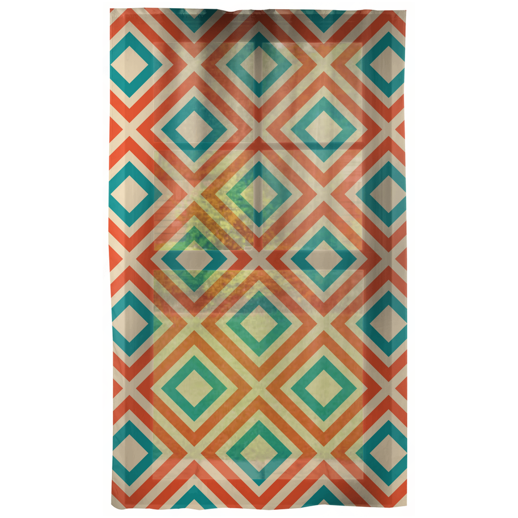 Retro Geometric Diamond Multicolor MCM Sheer & Blackout Curtains | lovevisionkarma.com