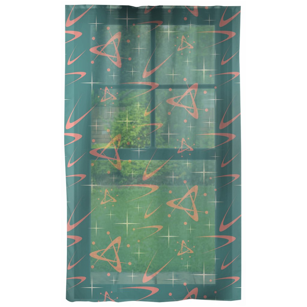 MCM Atomic Burst & Boomerang Pink and Teal Curtain Panel | lovevisionkarma.com