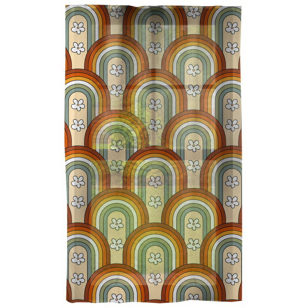 Retro Boho Rainbow MCM Multicolor Curtain Panel | lovevisionkarma.com