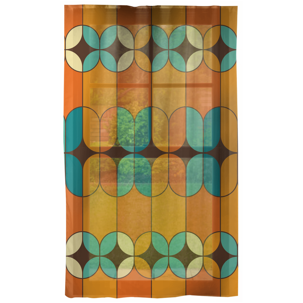 MCM Retro Geometric Orange & Teal Curtains | lovevisionkarma.com