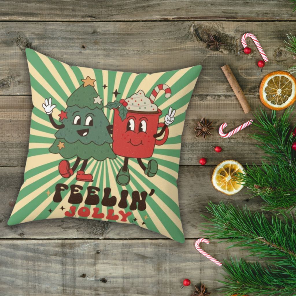 Groovy Hippie Christmas "Feelin' Jolly" MCM Pillow