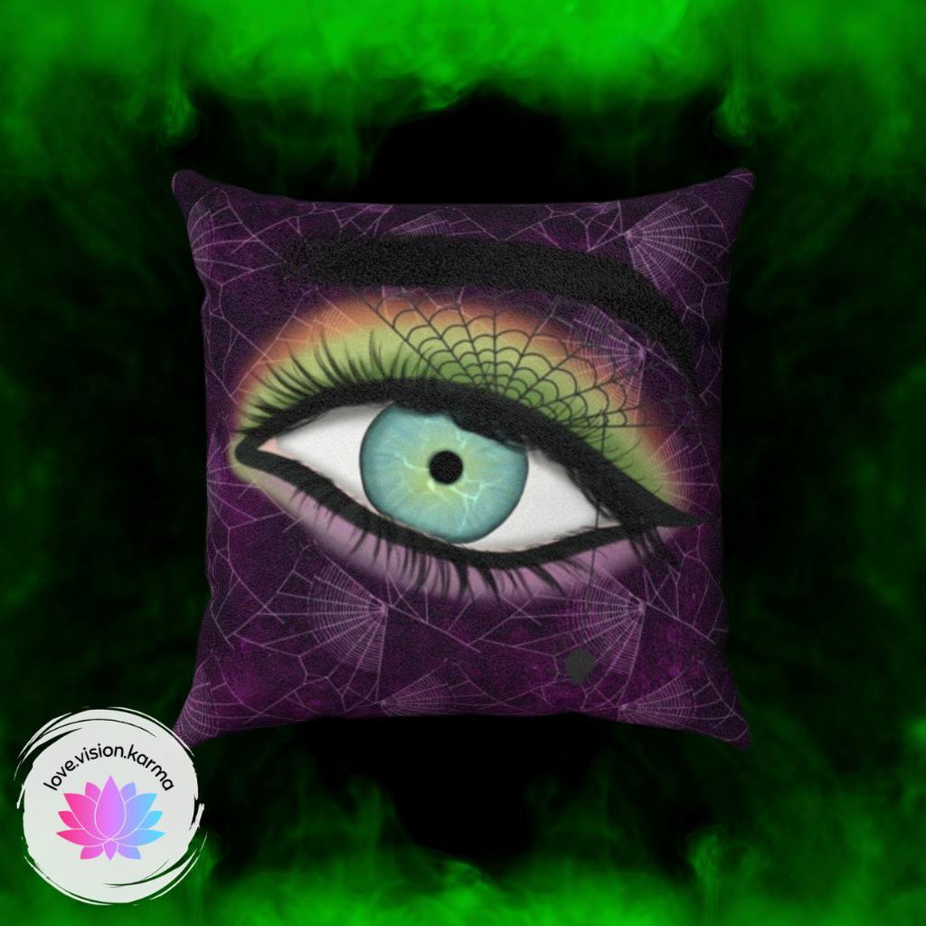 Creepy Witch's Eye Purple Goth Glam Halloween Throw Pillow | lovevisionkarma.com