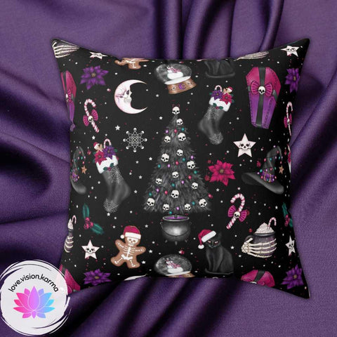 Goth Christmas, Kitsch Creepmas Scary Creepy Holiday Throw Pillow