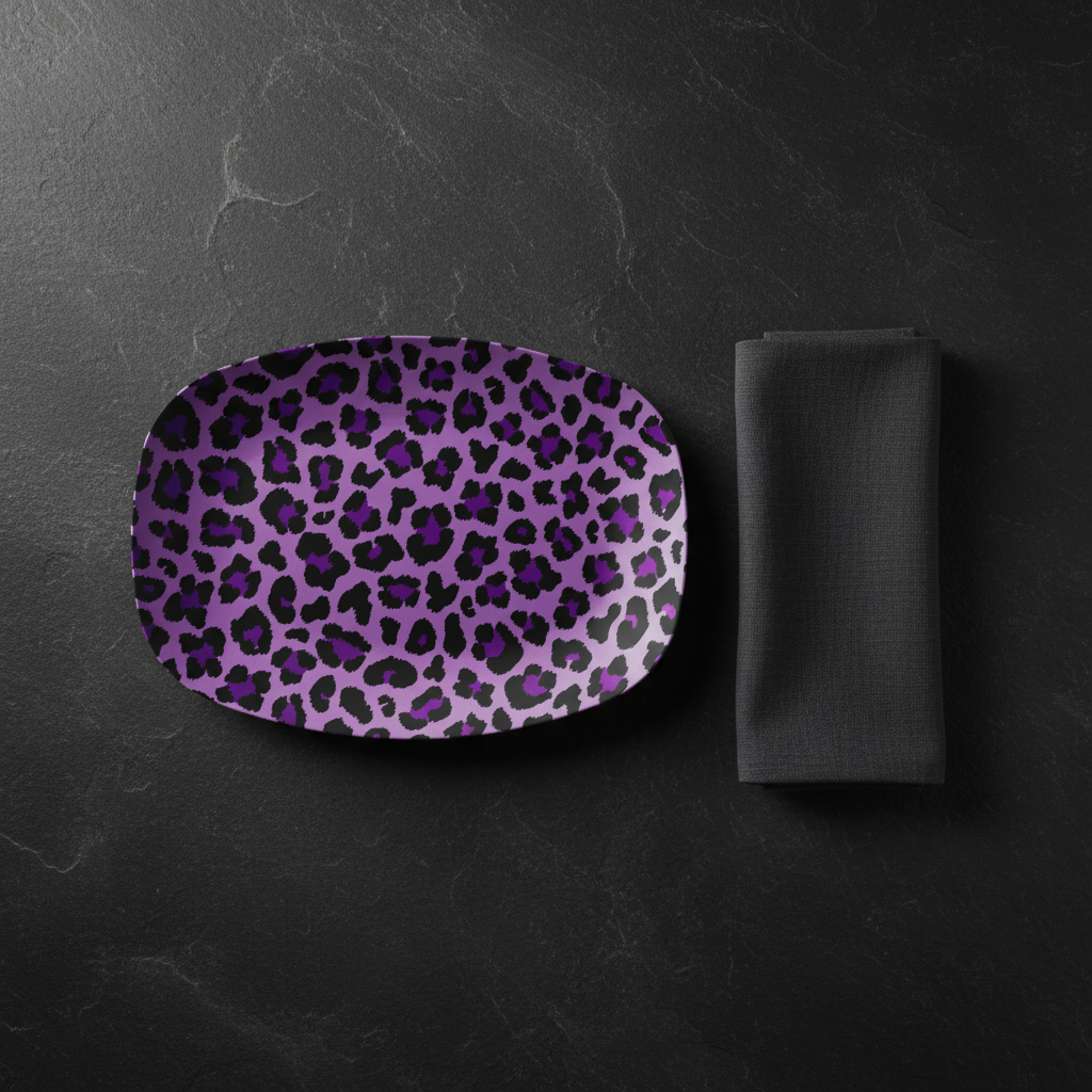 Purple Leopard Spots Cheetah Animal Print MCM Serving Tray, Party Platter