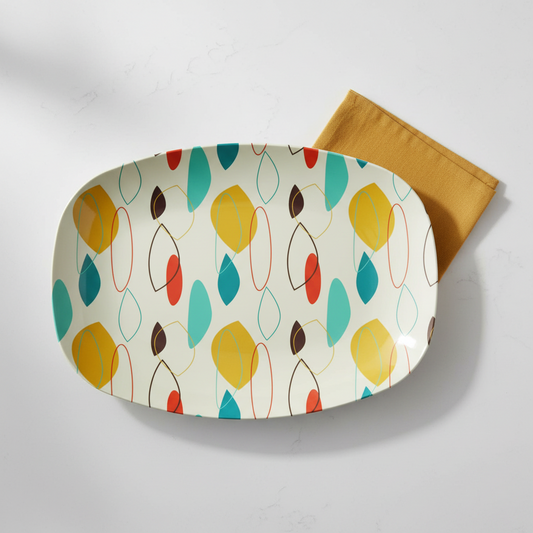 Retro 50's Mid Century Mod Abstract Multicolor Serving Tray, Party Platter
