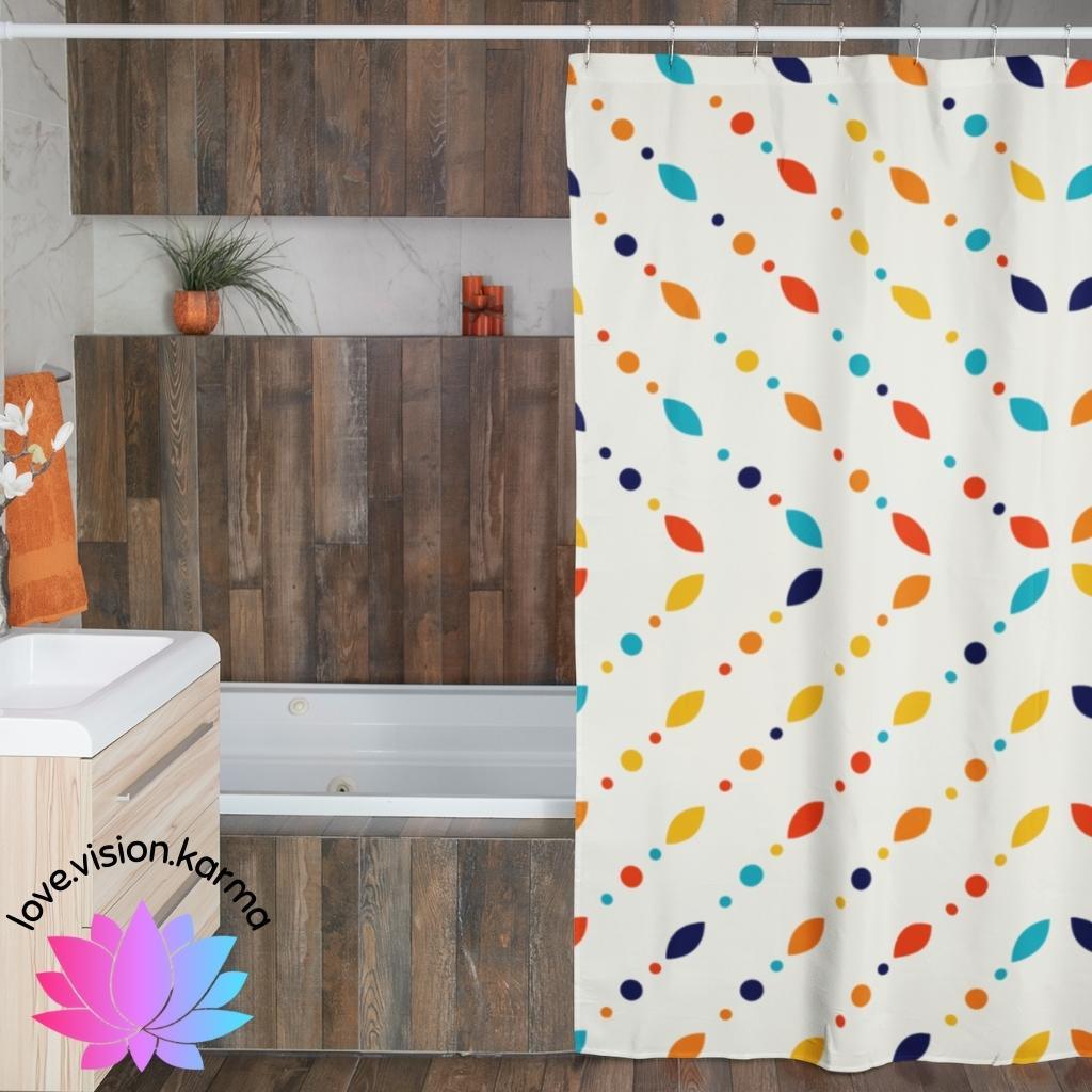 Retro Mid Century Modern Minimalist Multicolor Shower Curtain | lovevisionkarma.com