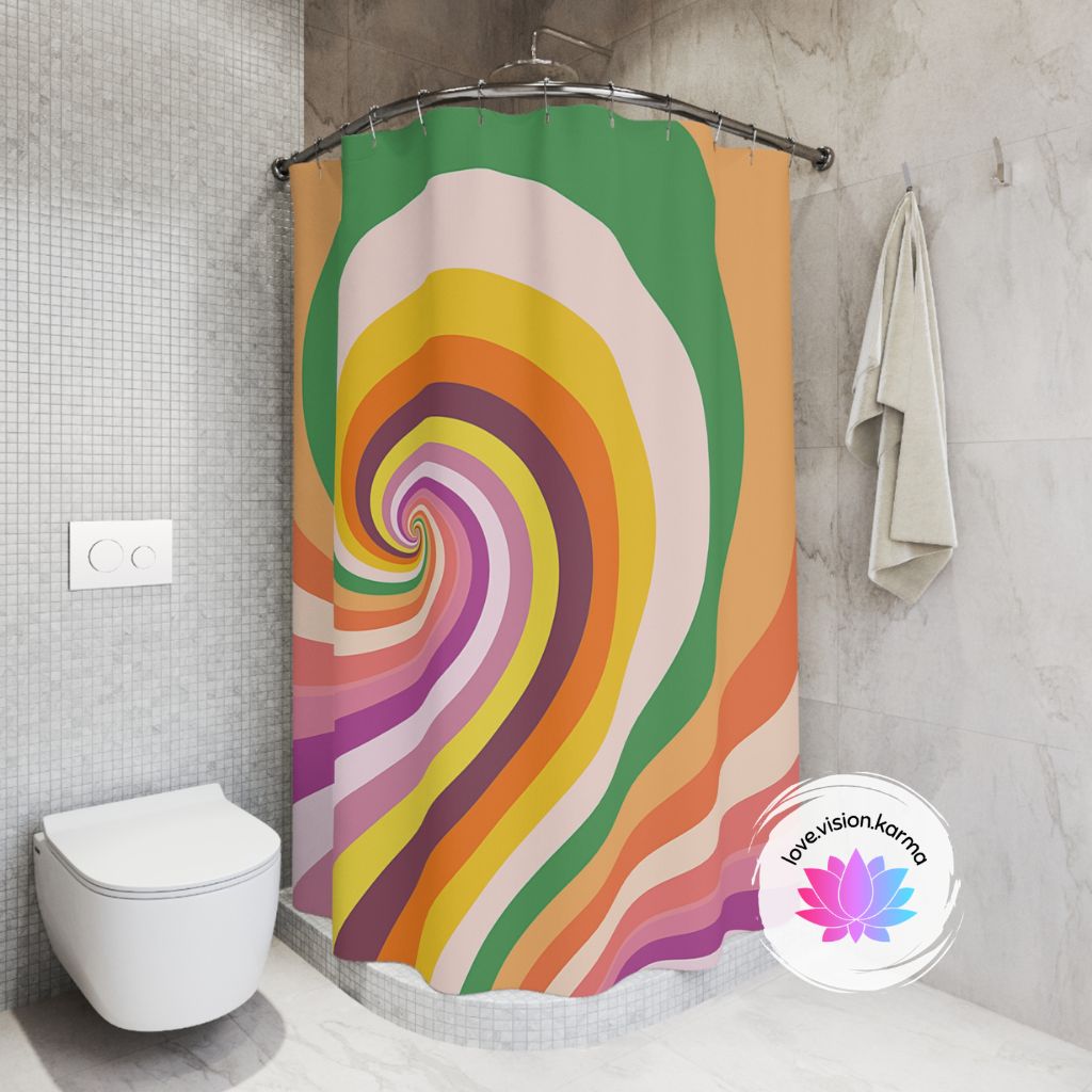 Groovy 60s Candy Swirl Colorful MCM Shower Curtain