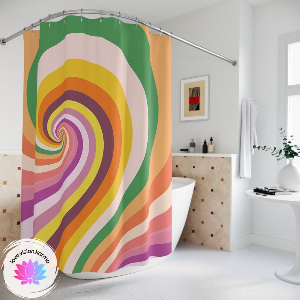 Groovy 60s Candy Swirl Colorful MCM Shower Curtain