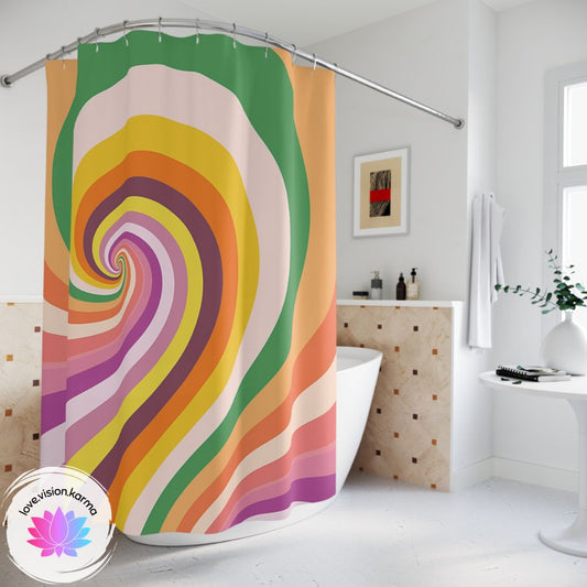 Groovy 60s Candy Swirl Colorful MCM Shower Curtain