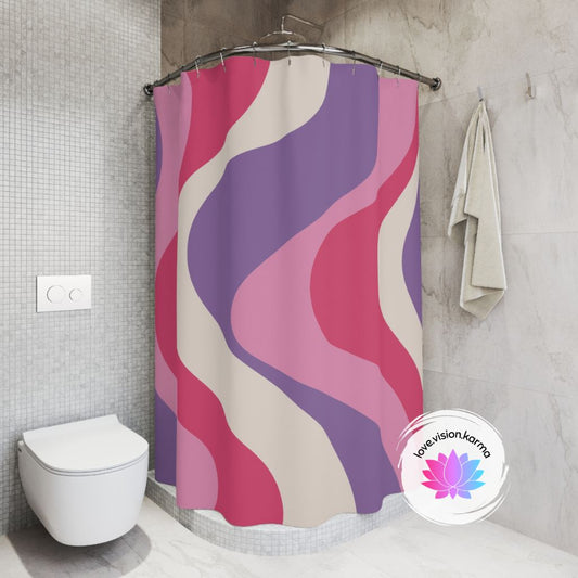 Retro 60s Groovy Hippie Swirl MCM Pink & Purple Shower Curtain