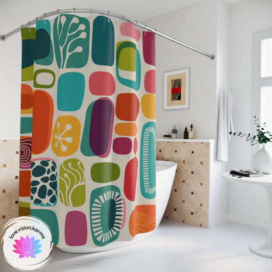 1960s, 70s Mid Century Modern Vibrant Abstract Shower Curtain