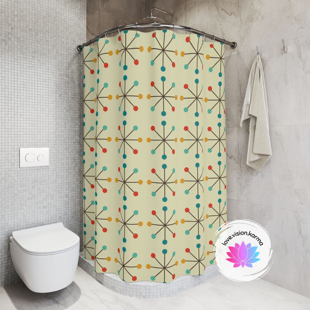 Vintage Retro 1950s Atomic Burst MCM Shower Curtain