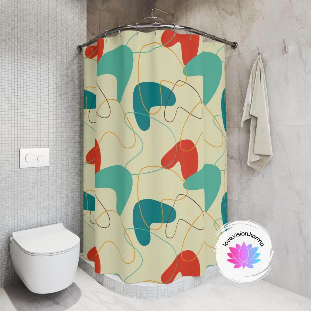 Retro 50's Atomic Boomerangs Mid Century Multicolor Shower Curtain