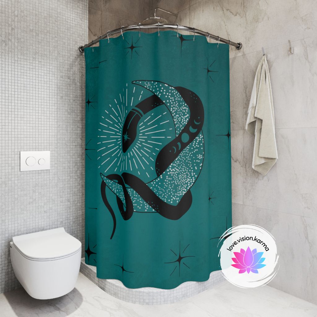 Mystical Snake Boho Moon Celestial Shower Curtain