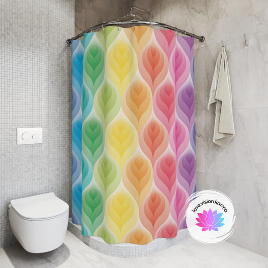 Rainbow Petals Whimsical Shower Curtain