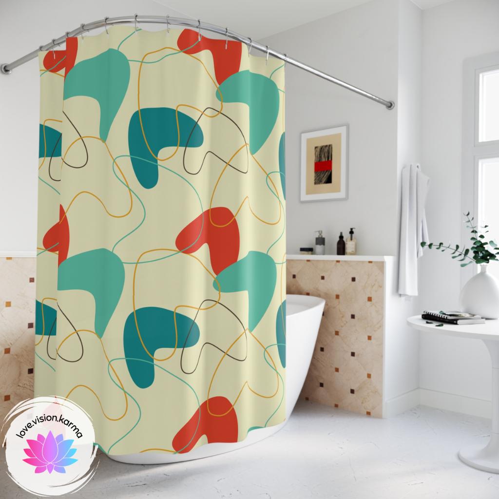 Retro 50's Atomic Boomerangs Mid Century Multicolor Shower Curtain