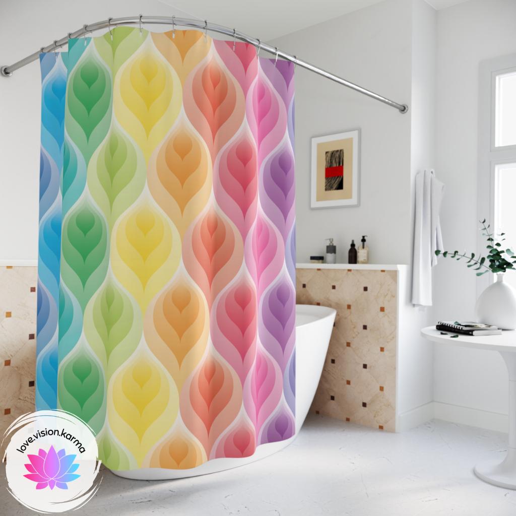 Rainbow Petals Whimsical Shower Curtain