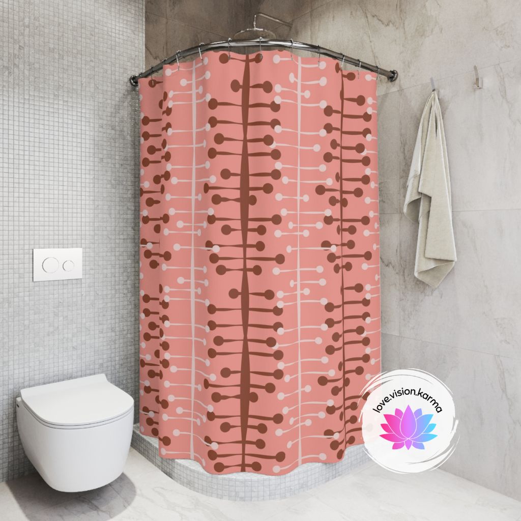 Retro 50s Mid Century Modern Lines Vintage Pink Shower Curtain