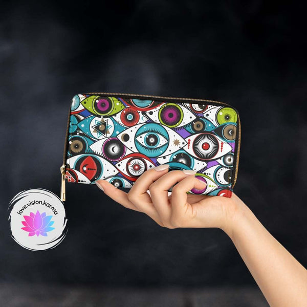 Celestial All Seeing Eyes Mystical Colorful Zipper Wallet | lovevisionkarma.com