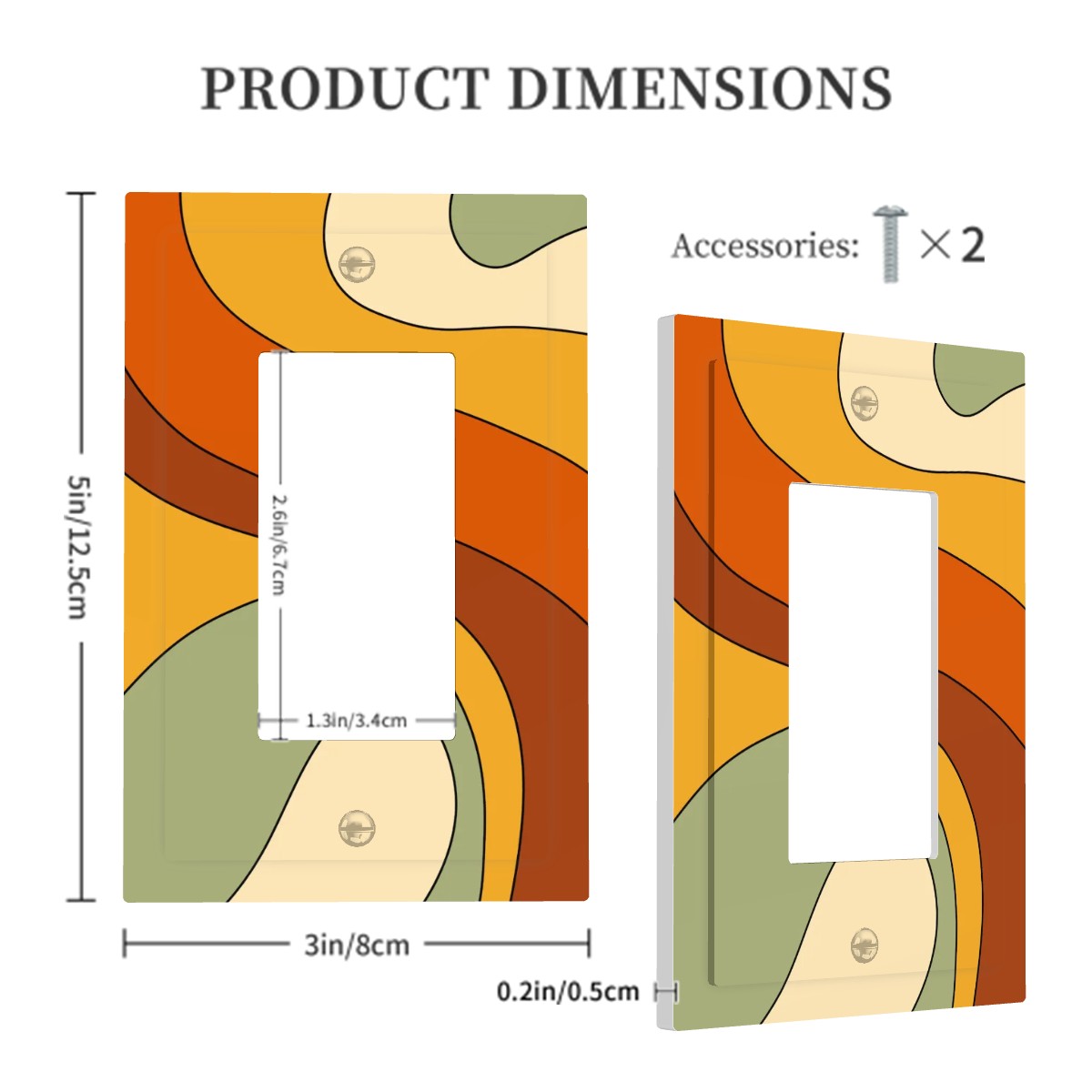 Groovy 60s 70s Mod Retro Orange, Yellow, Green Mid Century Mod Rocker Light Switch Cover (1 Gang Wall Plate)