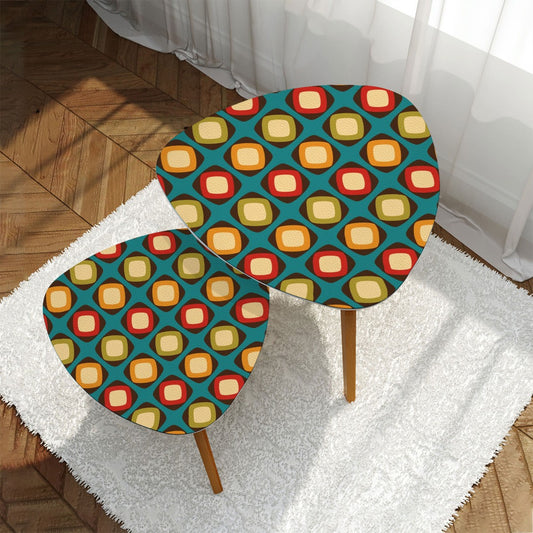 Retro 60s, 70s Mod Squares Multicolor Mid Century Modern Nesting Accent Tables