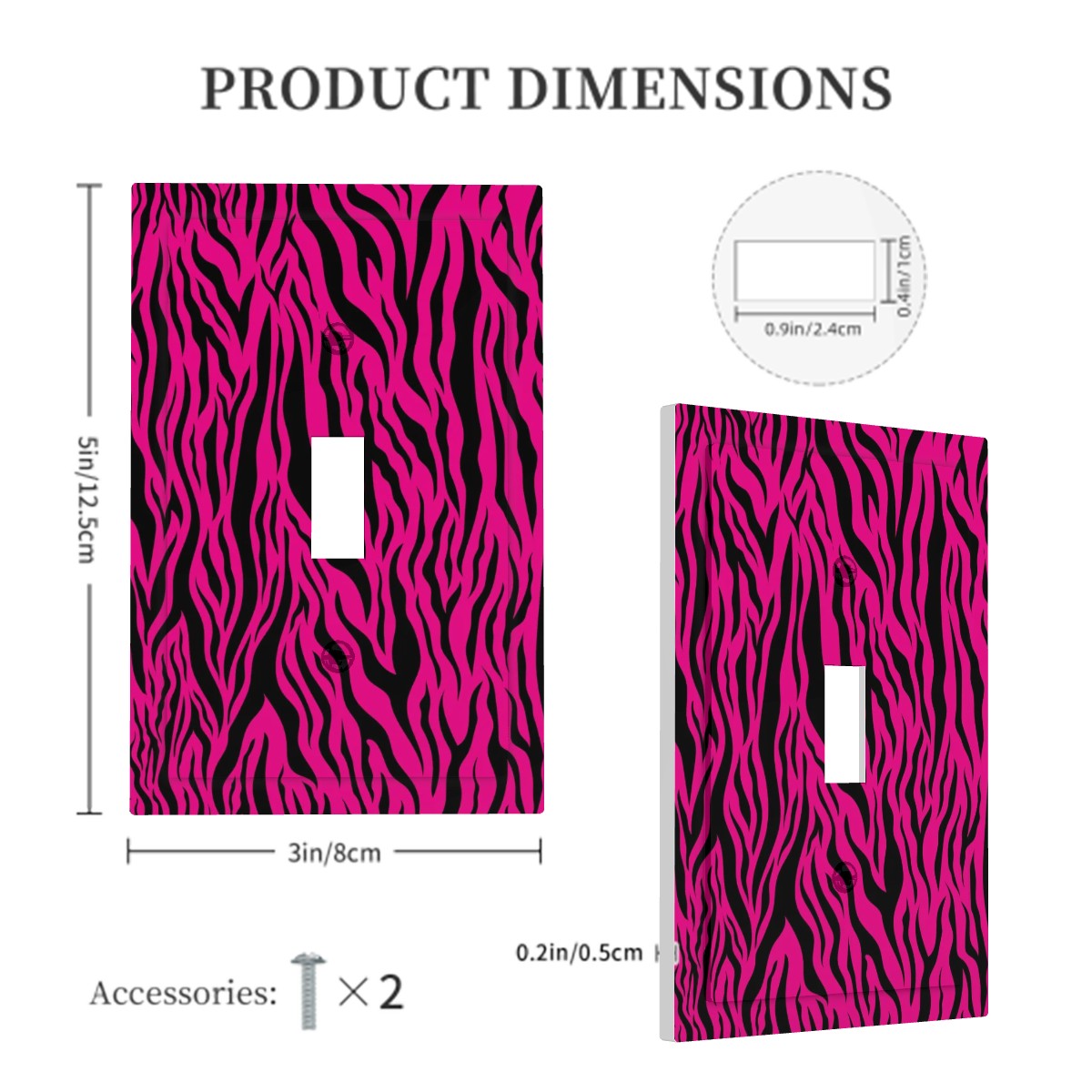 Pink & Black Tiger Stripe Animal Print MCM Single Toggle Light Switch Cover (1-Gang Wall Plate)