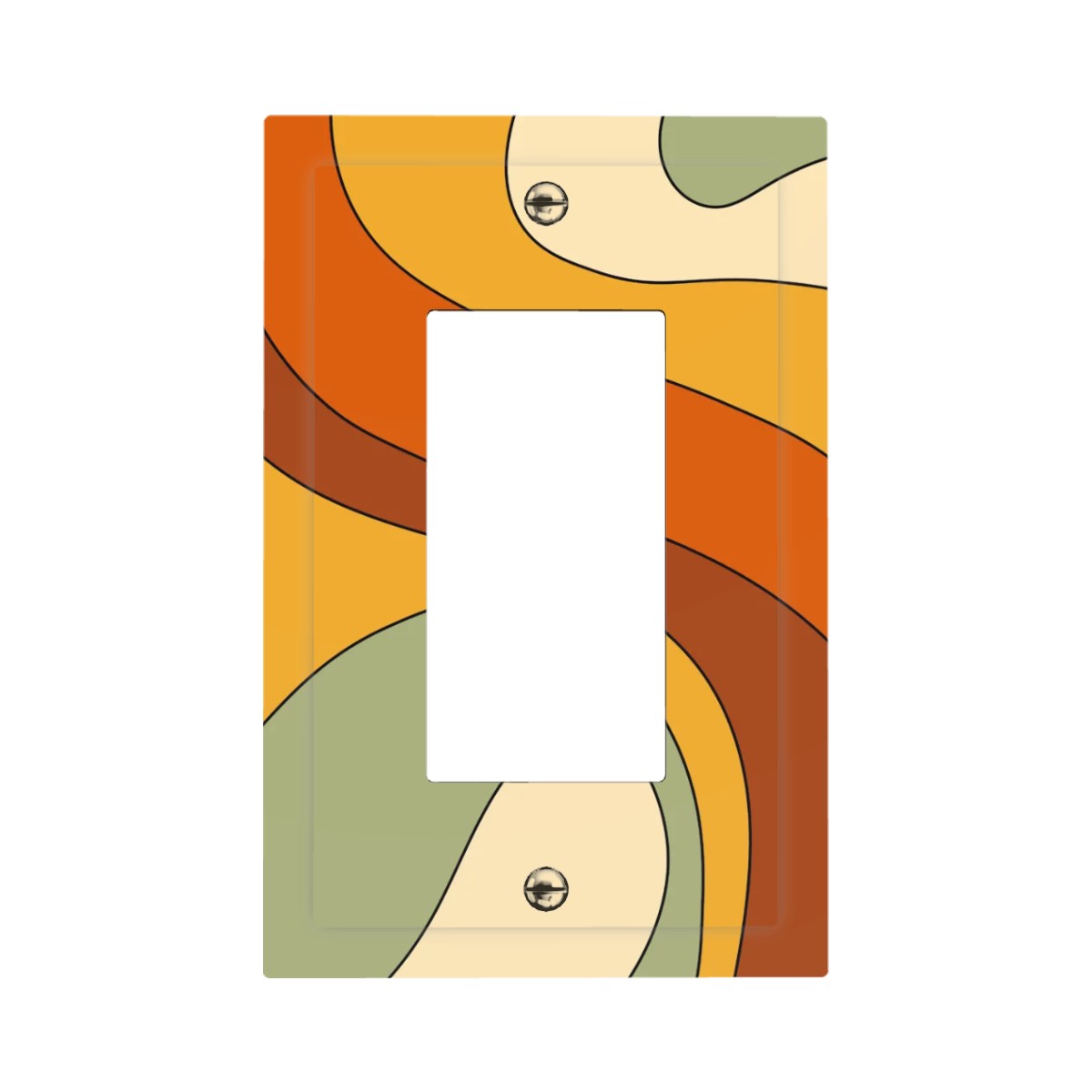 Groovy 60s 70s Mod Retro Orange, Yellow, Green Mid Century Mod Rocker Light Switch Cover (1 Gang Wall Plate)
