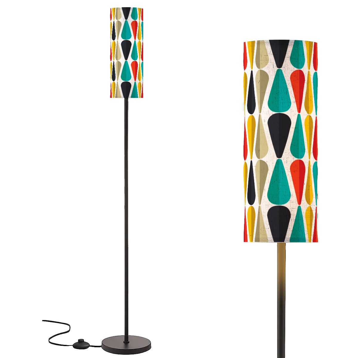 Retro 50s Mid Century Mod Bold Geometric Multicolor Floor Lamp