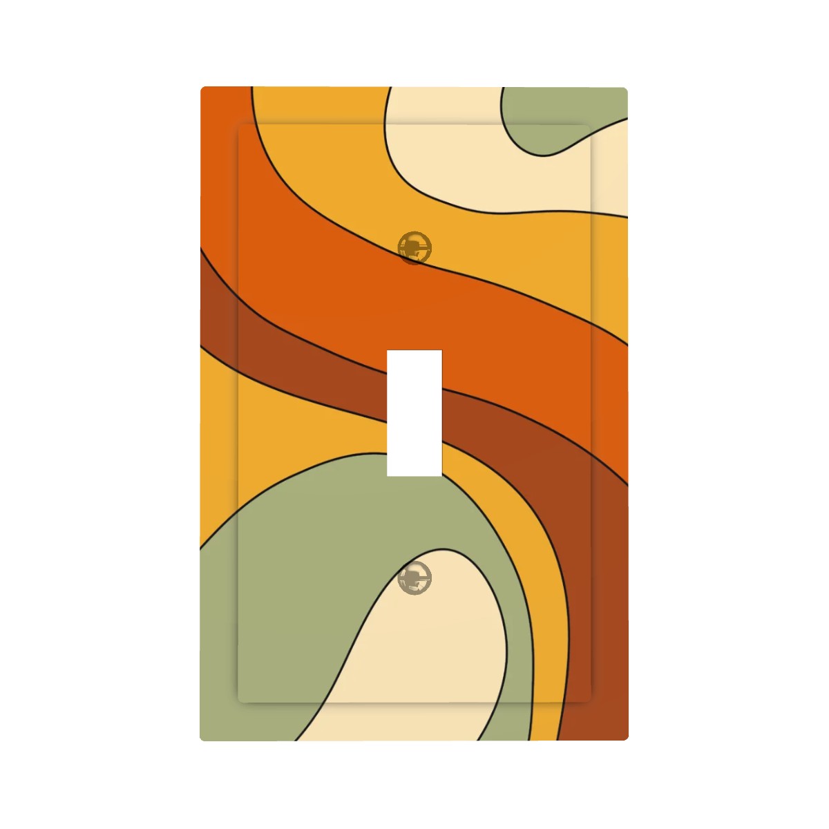 Groovy 60s 70s Mod Retro Orange, Yellow, Green Mid Century Mod Single Toggle Light Switch Cover (1-Gang Wall Plate)