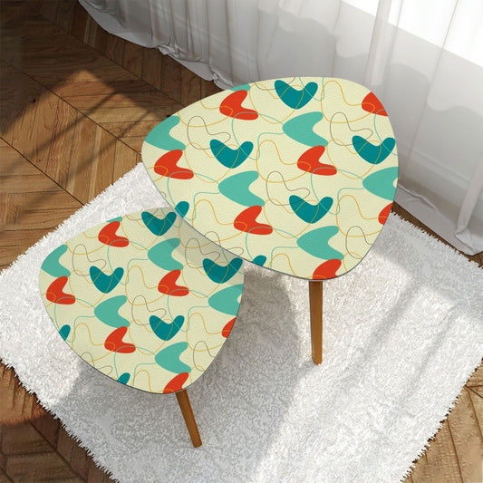 Retro 50's Atomic Boomerang Mid Century Mod Blue, Orange and Cream Nesting Accent Tables