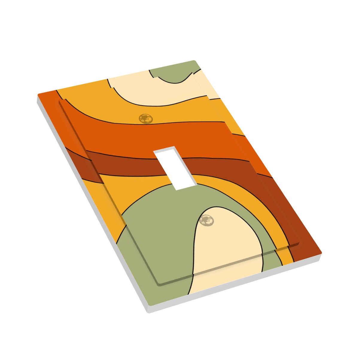 Groovy 60s 70s Mod Retro Orange, Yellow, Green Mid Century Mod Single Toggle Light Switch Cover (1-Gang Wall Plate)