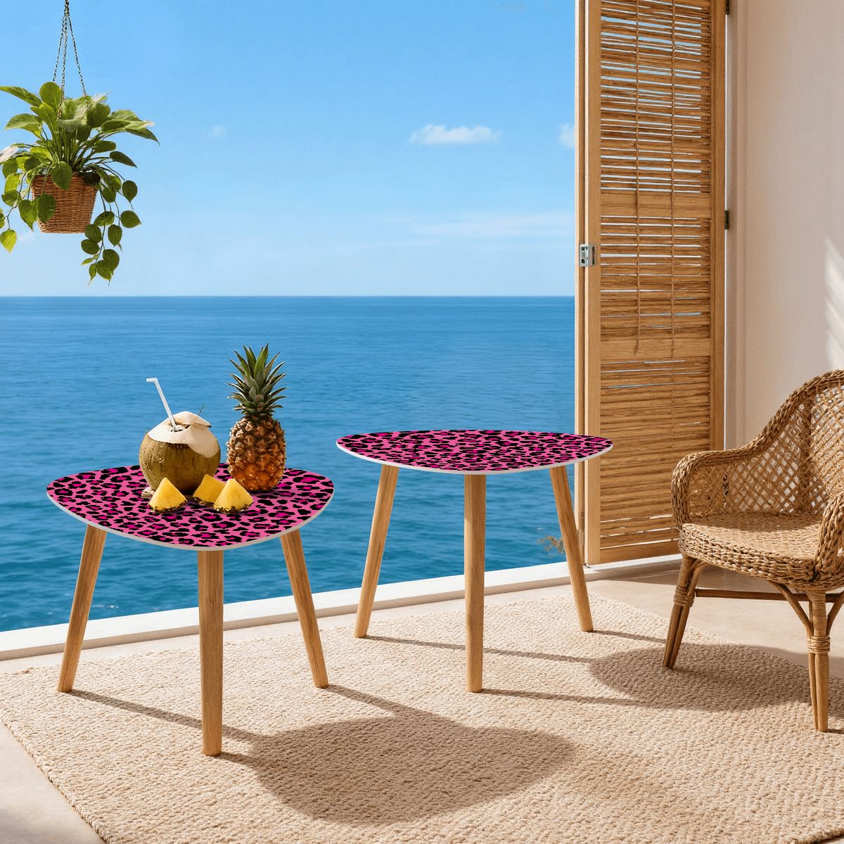 Pink Leopard Spots Cheetah Animal Print Nesting Accent Tables