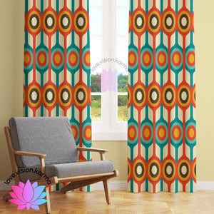 Mid Century Mod Retro Geometric Multicolor Curtain Panels | lovevisionkarma.com