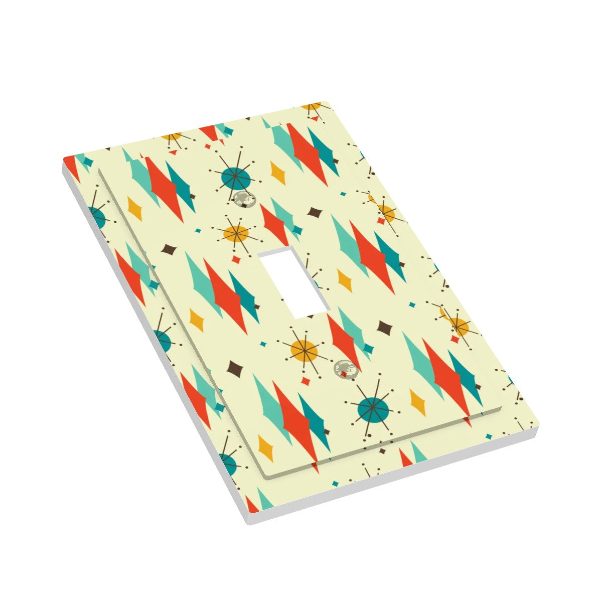 Retro 1950's Atomic Diamond and Starburst Mid Century Mod Colorful Single Toggle Light Switch Cover (1-Gang Wall Plate)