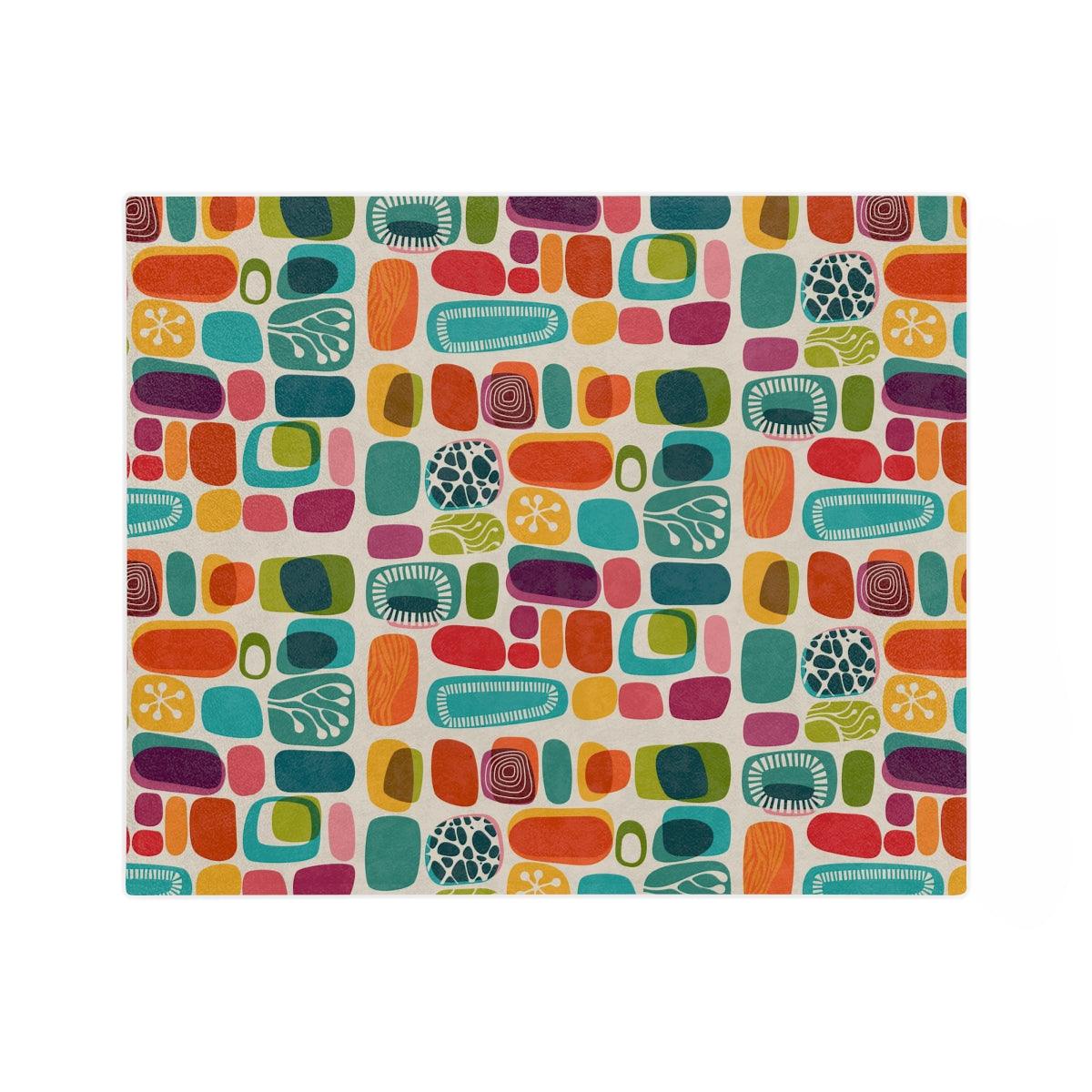 Retro 50s 60s Mid Century Abstract Vibrant Velveteen Minky Blanket | lovevisionkarma.com