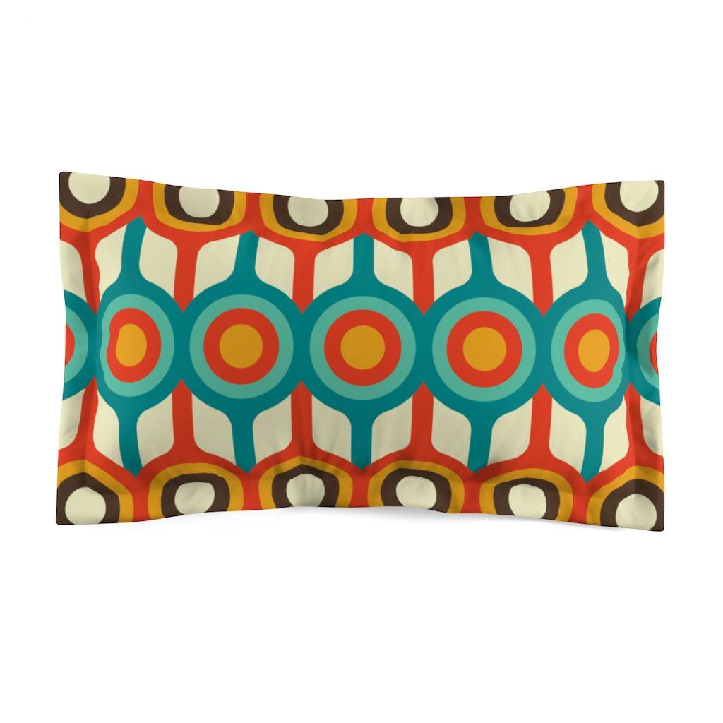 Retro Geometric Circles Blue & Orange Mid Century Modern Pillow Sham | lovevisionkarma.com