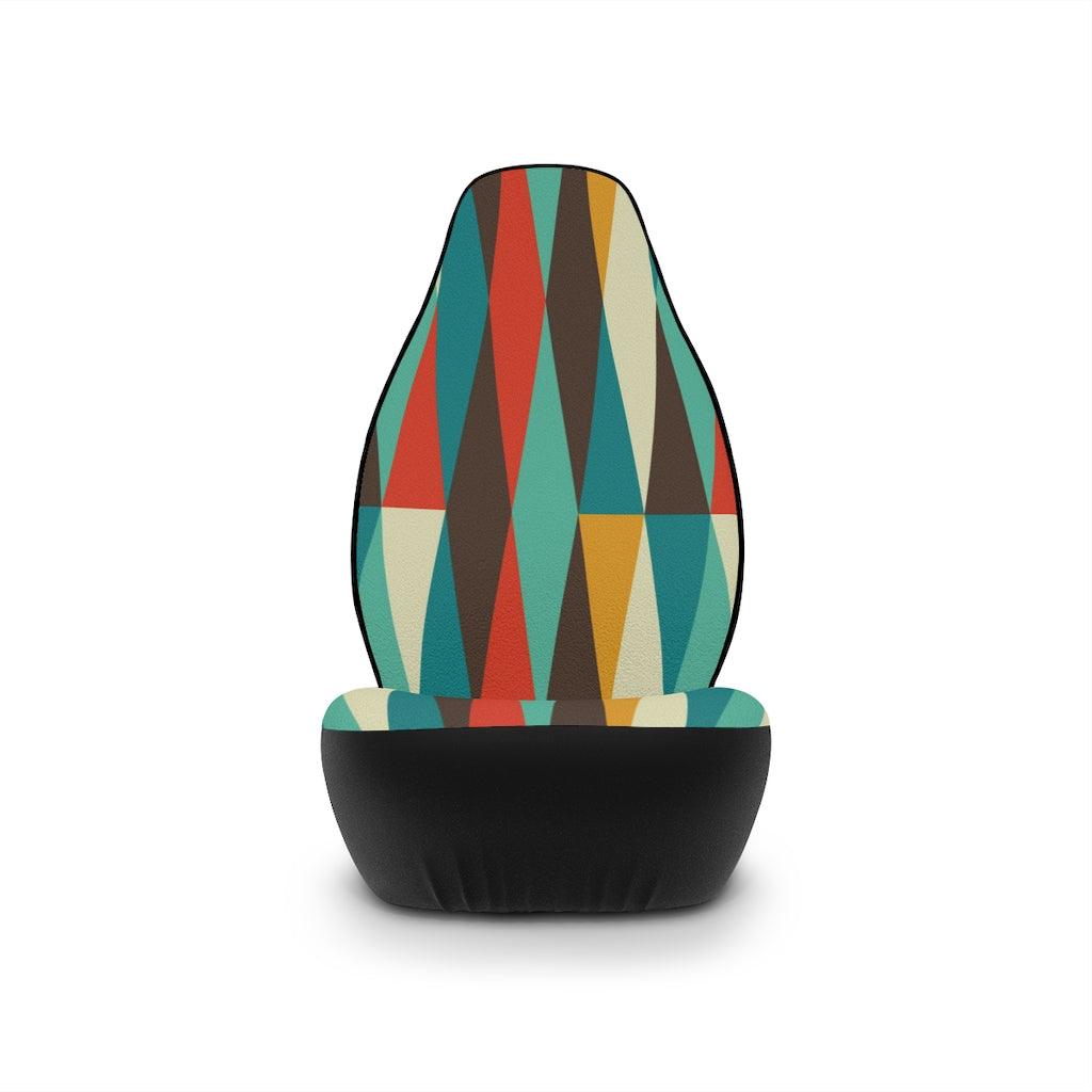 Retro Mid Century Modern Multicolor Diamond Car Seat Covers | lovevisionkarma.com