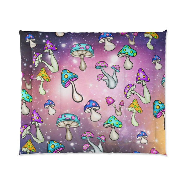 Cosmic Mushroomcore Celestial Galaxy Multicolor Comforter | lovevisionkarma.com