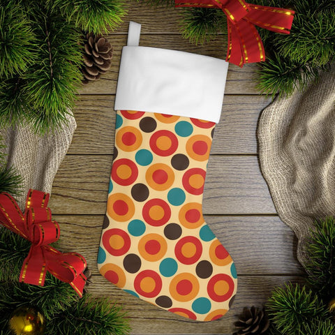 Retro 60s Mid Century Mod Circles Colorful Christmas Stocking | lovevisionkarma.com