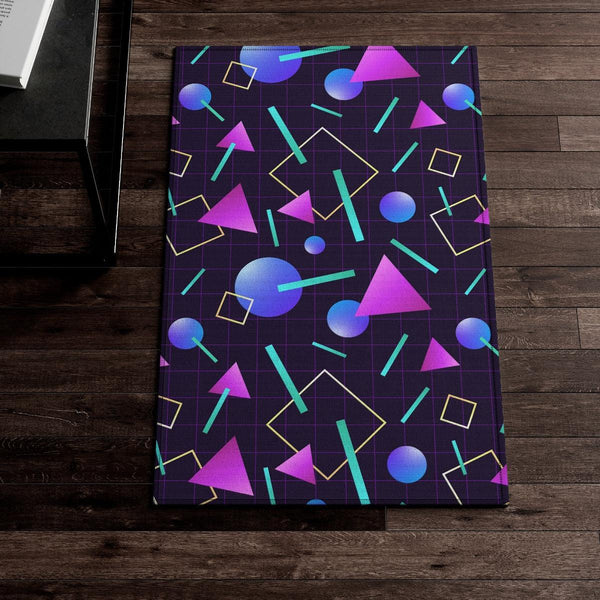 Retro 80s 90s Aesthetic Throwback Indigo and Purple Anti-Slip Rug | lovevisionkarma.com