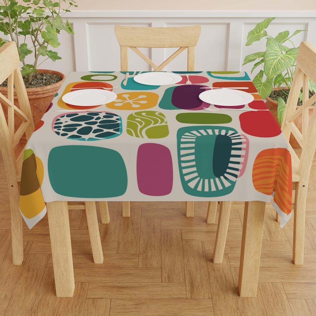 Retro 50s, 60s MCM Abstract Colorful Tablecloth | lovevisionkarma.com