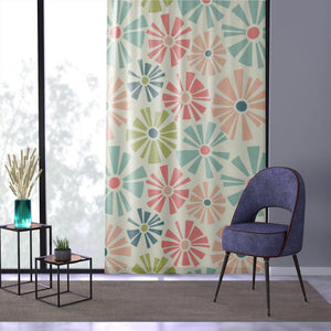 Retro Flowers Mid Century Mod Multicolor Sheer Window Curtain | lovevisionkarma.com