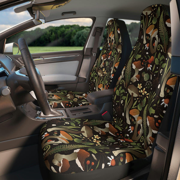 Boho Mushroom, Snail and Foliage Cottagecore Woodland Car Seat Covers | lovevisionkarma.com