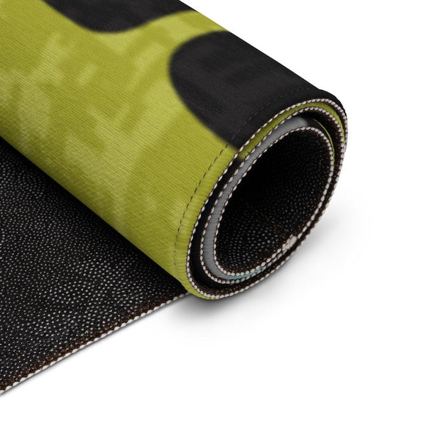 Mod Retro Abstract Green, Blue & Black MCM Anti-Slip Rug | lovevisionkarma.com